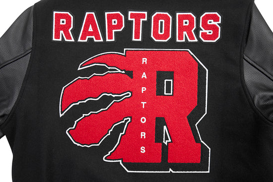 PRO STANDARD MEN'S NBA TORONTO RAPTORS MASHUP RIB WOOL BLACK/RED VARSITY JACKET